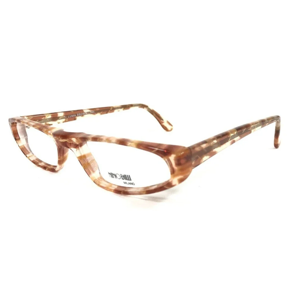 Vintage Nino Balli Eyeglasses Frames LUMA BROWN Checkered Marble 55-17-145